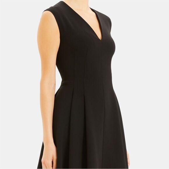 Theory Black Cap Sleeve Deep V Neck Dress, NWT - Picture 3 of 13